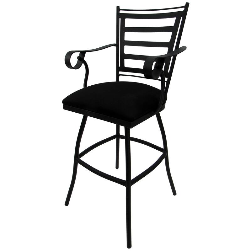 Extra Tall Spectator Swivel Bar Stool 35" Jenna - Black Frame - 34 - 35 inch Seat - Black Linen