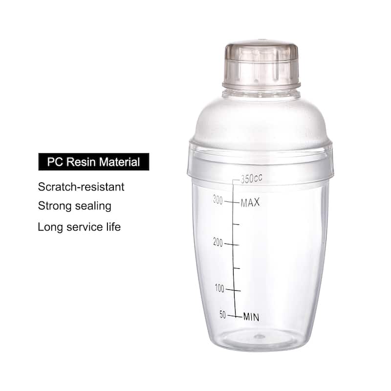 350ml 2pcs Plastic Cocktail Shaker Cup Scale Wine Beverage Mixer Drink Tools