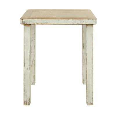 Artissance Reclaimed Wood Song Square Side Table, 24" Tall, Off White