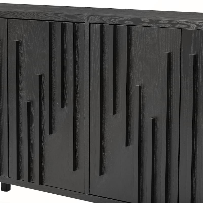 Farmhouse 59.8in 4 Doors Sideboard with Hidden Handle