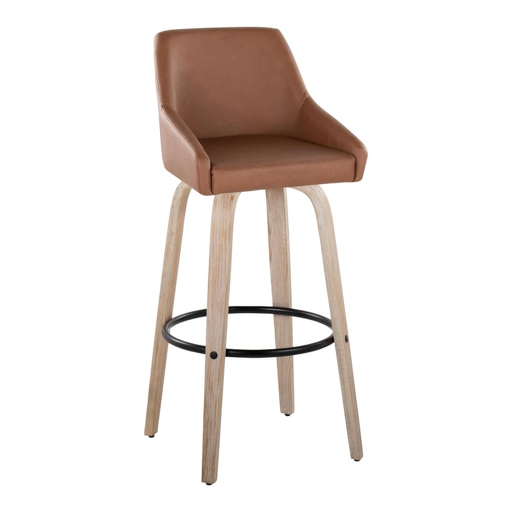 The Gray Barn Hadley 30" Fixed-Height Bar Stool with Bent Wood Legs & Round Footrest (Set of 2)