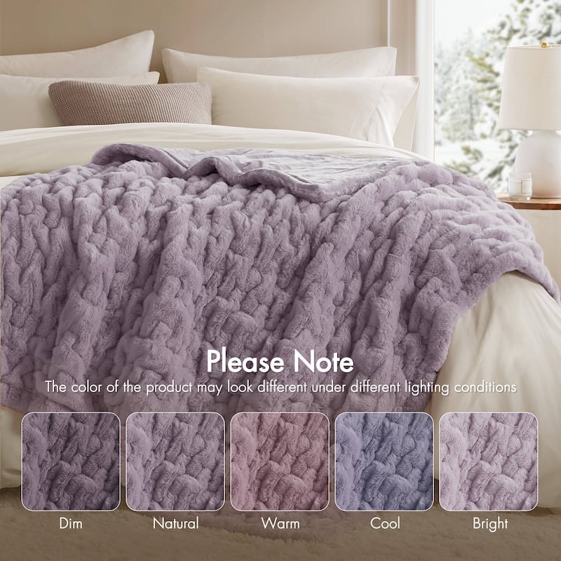 Madison Park Ruched Fur Throw