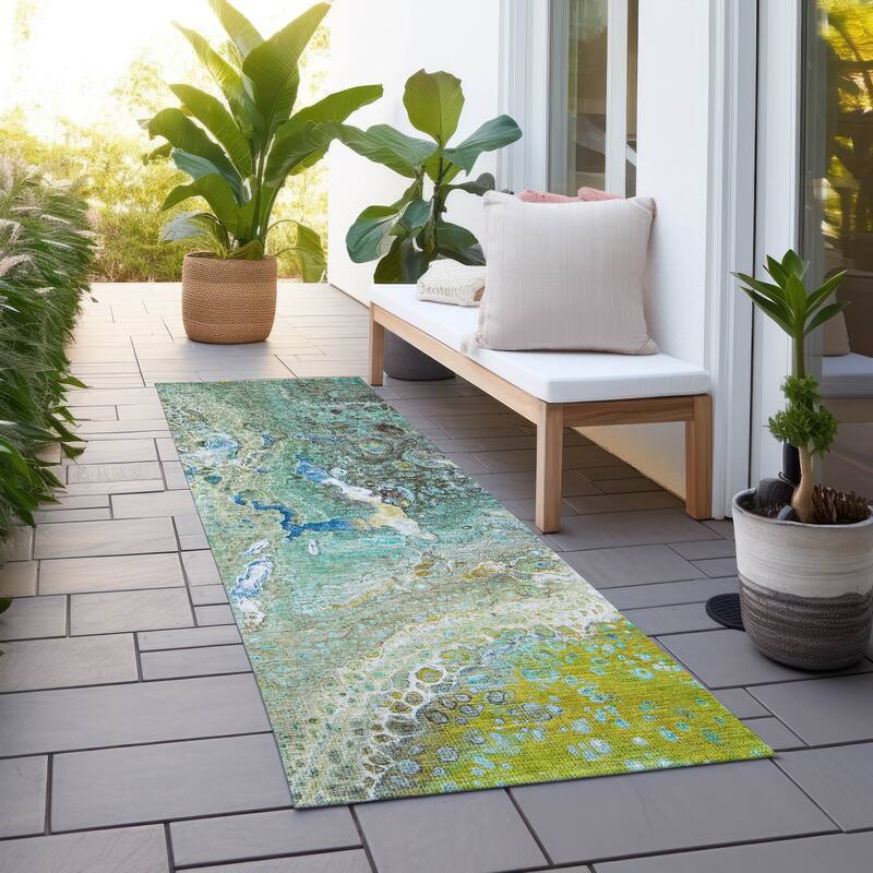 Machine Washable Indoor/ Outdoor Chantille Modern Abstract Rug