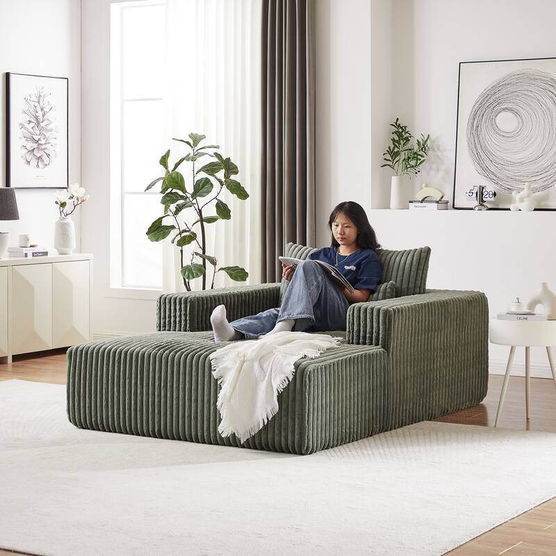 Plush Corduroy Fabric Modular Cloud Sofa with Backrest Pillow for Livingroom 75-Inch Fluffy Sleeper Sofa Bed