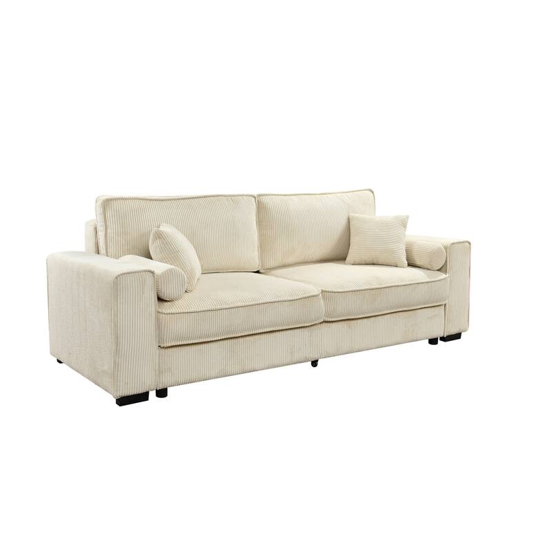 Roomfitters Large Sofa Bed with Storage, Modern 3 Seater Couch Furniture, Upholstered Back Sofa for Small Spaces