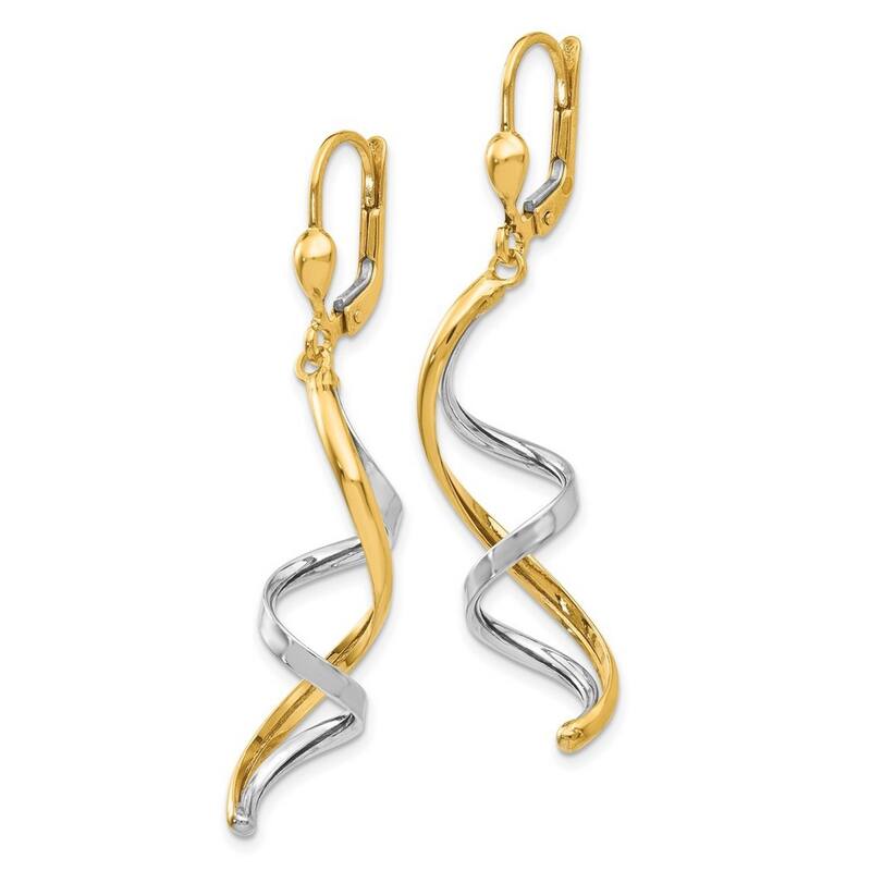 Curata 10k Two Tone Gold 45x10mm Spiral Leverback Earrings