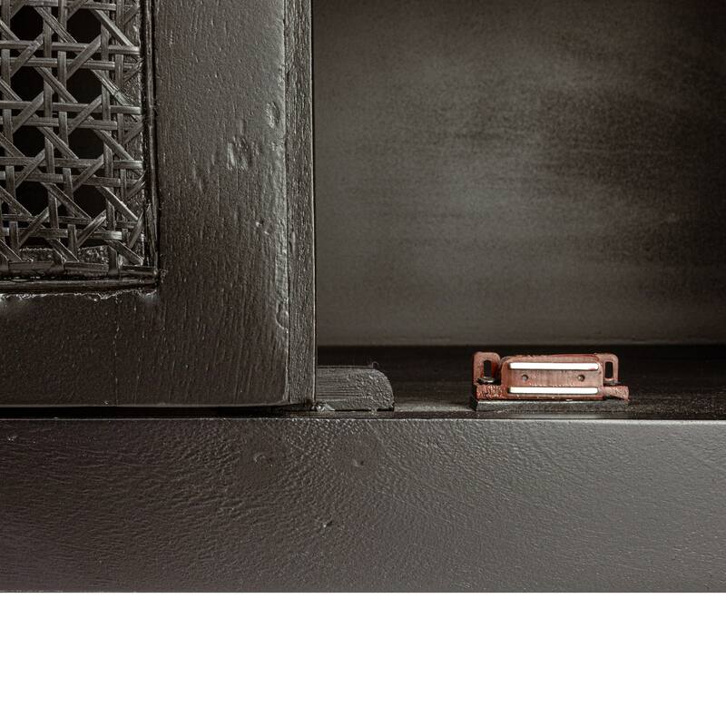 Mango Wood and Cane 4-Door Sideboard Cabinet