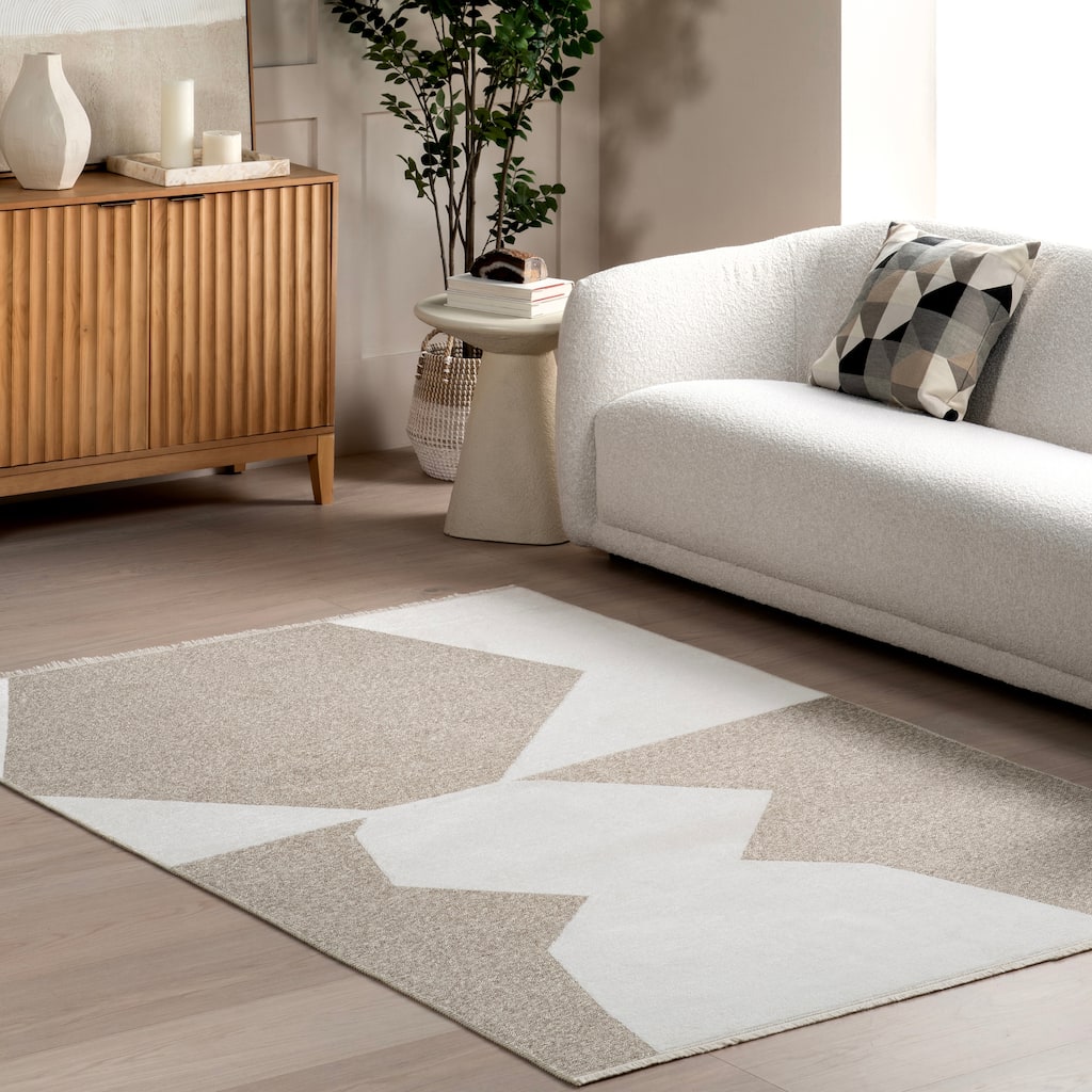 Nuloom Nura SuperiorWash Abstract Reversible Machine Washable Fringe Area Rug