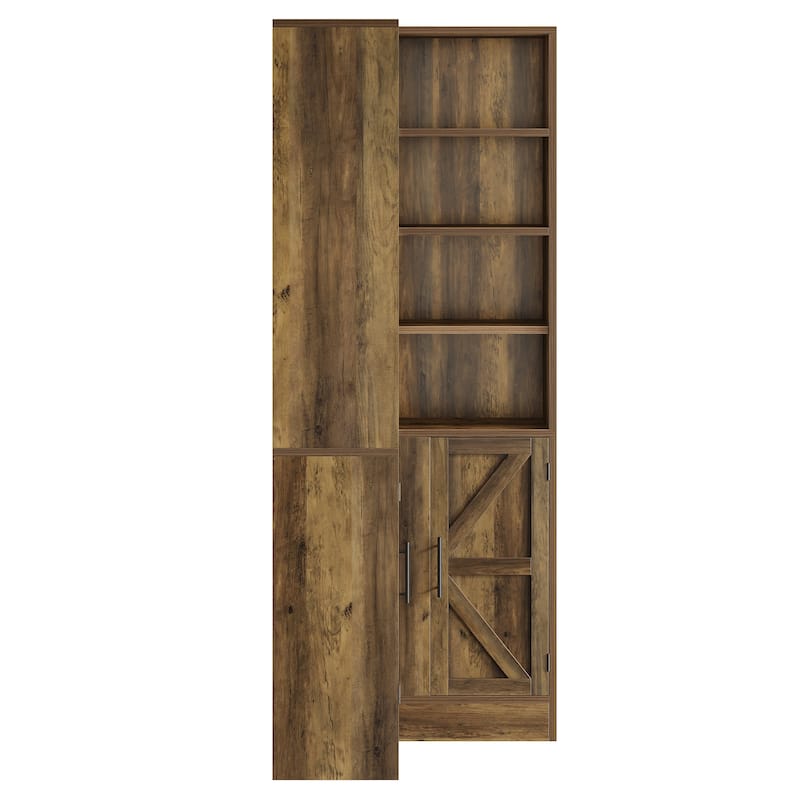 Farmhouse L-Shaped Corner Bookcase Bookshelf with Storage