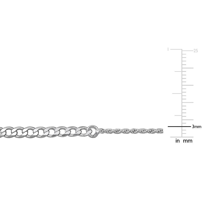 Miadora 1.5mm Rope 3mm Curb Chain Necklace in Sterling Silver