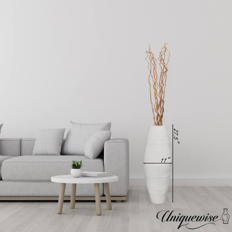 Uniquewise Tall Cylinder Bamboo Floor Vase Decorative Accent for Hotel Lobbies and Spa, Perfect Decor for Living Room or Hallway