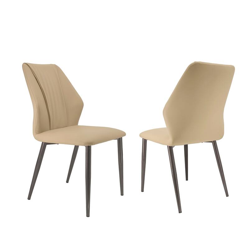 Upscale Microfiber Leather Upholstered Iron Dining Chair (Set of 2)