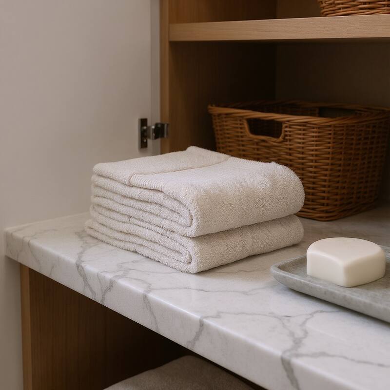 HomeRoots Set of Two Beige Cotton 30" X 54" Quick Dry Terry Cloth Bath Towels - 54.00' X '30.00' X '1.00 - Beige