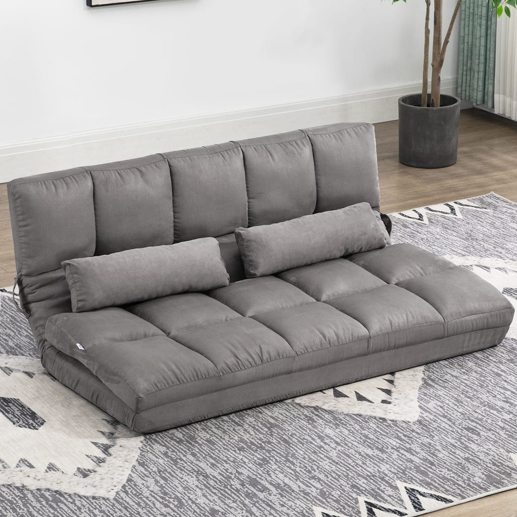 Convertible Floor Sofa Chair with 2 Pillows and Adjustable Backrest