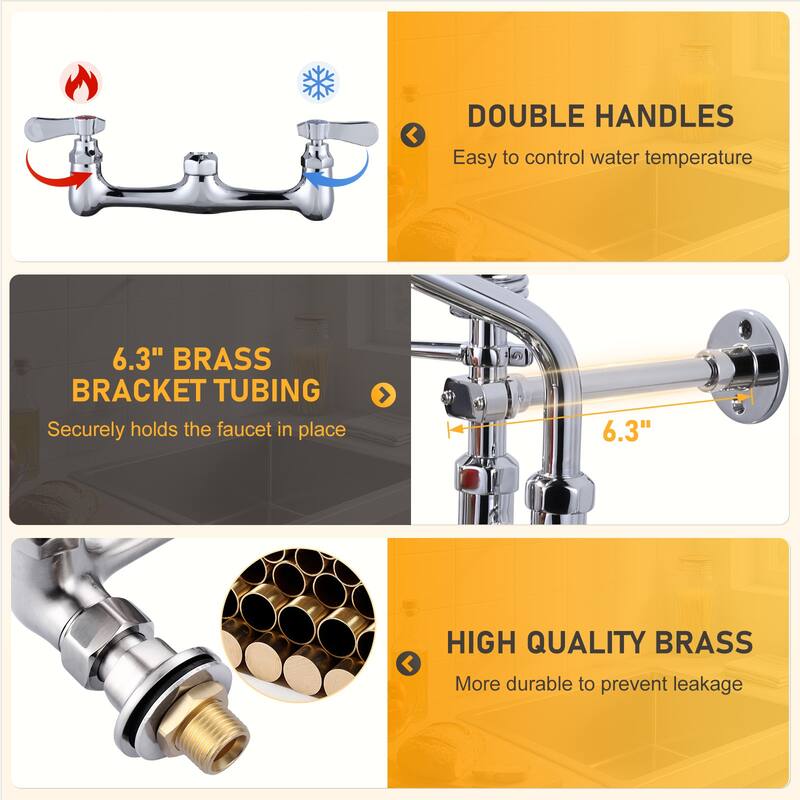 WOWOW Pull Down Sprayer Commeicial Faucet with Pre-Rinse Sprayer