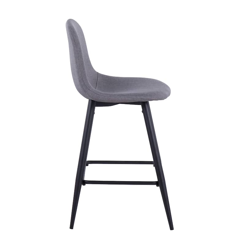 Lumisource Counter Stool in Black Metal and Blue Fabric, Set of 2 - 20"Lx17.25"Wx34.75"H