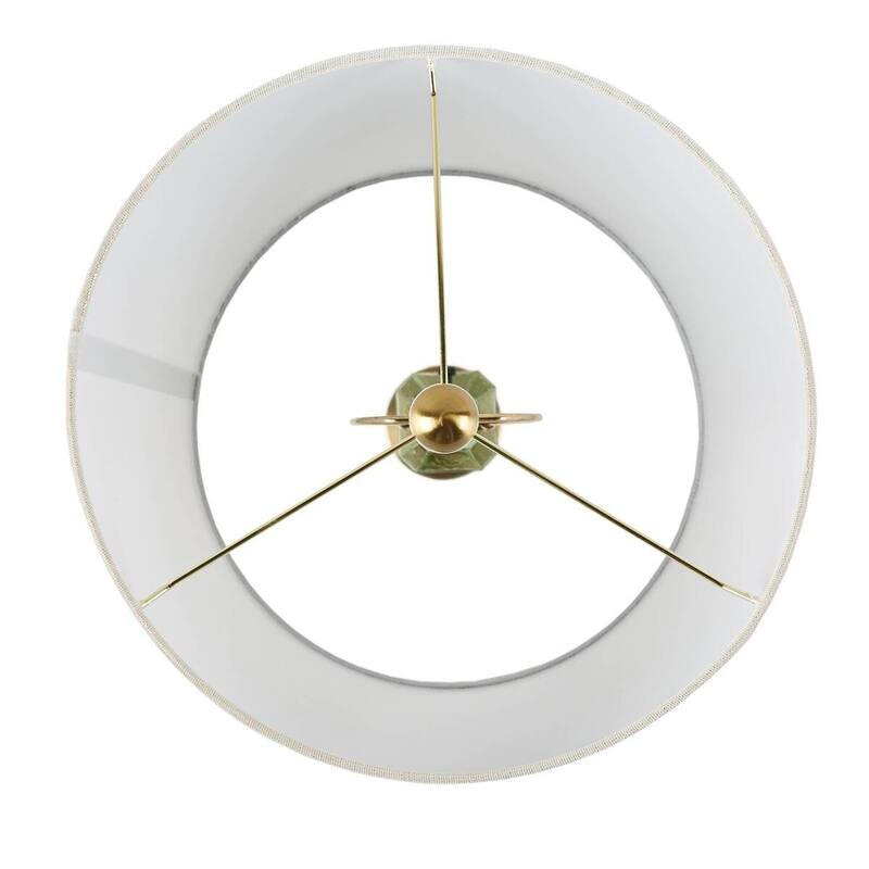 Faceted Glass Table Lamp with White Fabric Shade and Gold Base