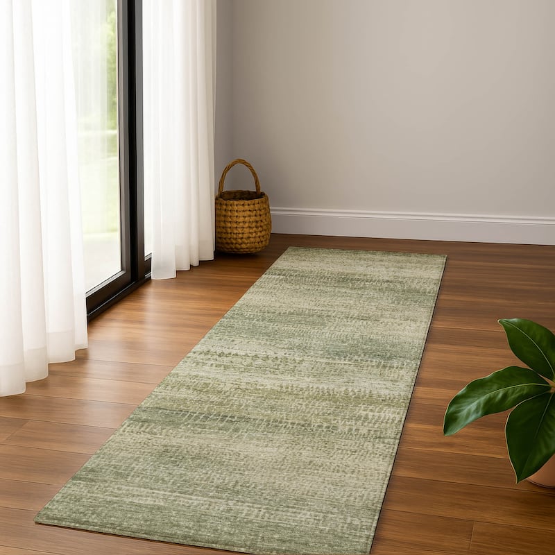 Premium Washable Super Soft Modern Layers Mayfield Rug - Aloe - 2'3" x 7'6"