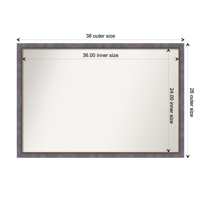 Two Tone Non-Beveled Wood Framed Wall Mirror - Two Tone Blue Copper - Glass Size 36x24