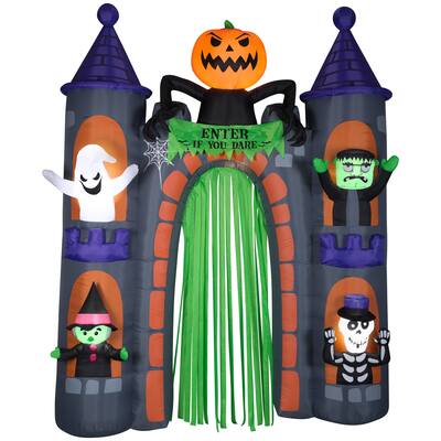 Gemmy Airblown Archway Haunted Castle w/Characters Scene, 9 ft Tall, Purple