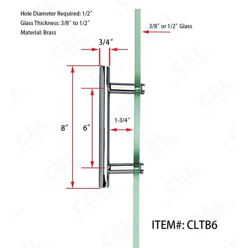 CEL- Ladder Style Singled-Sided 6" Pull Handle for shower door