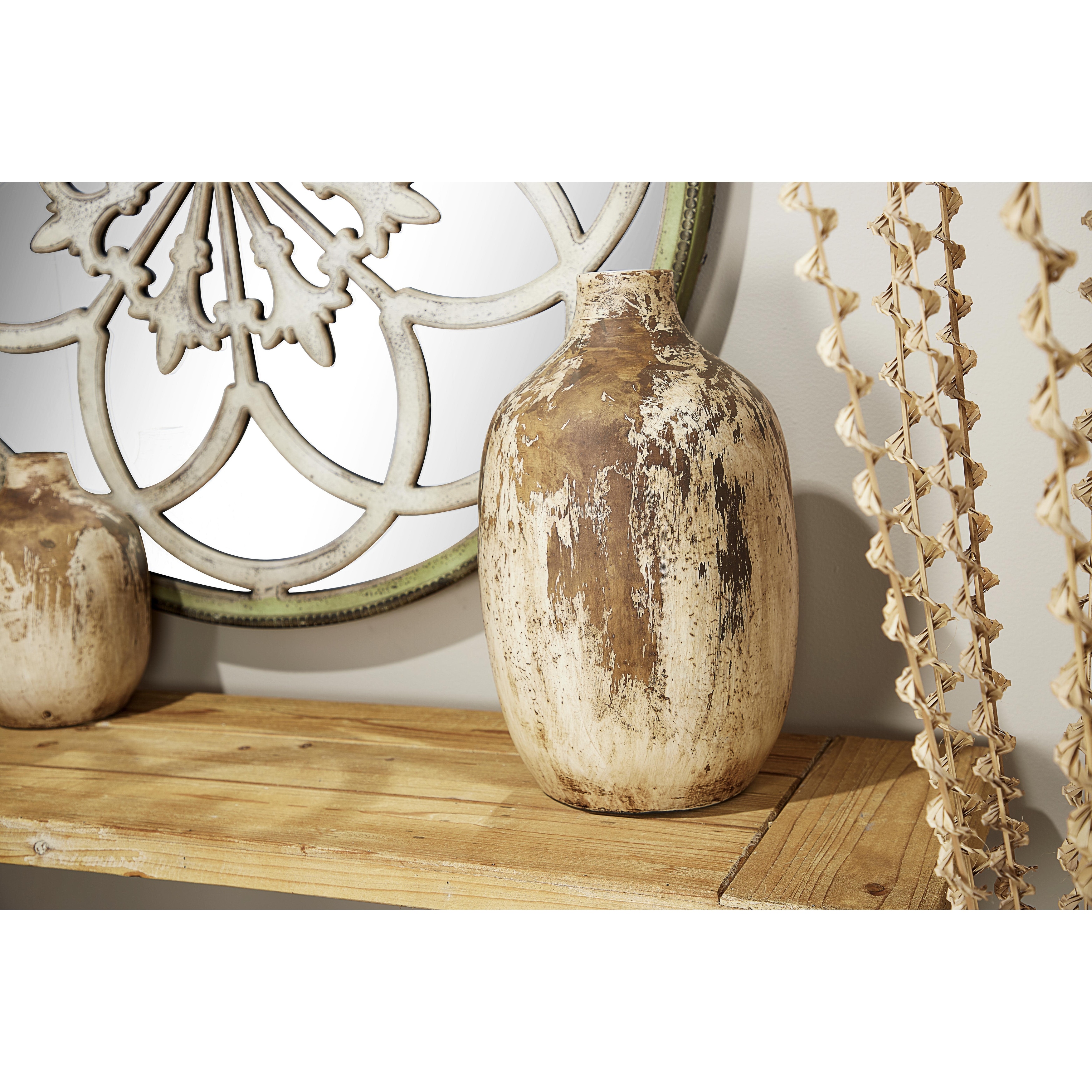 White Ceramic Jug Inspired Decorative Vase with Rattan Wrapped Handle