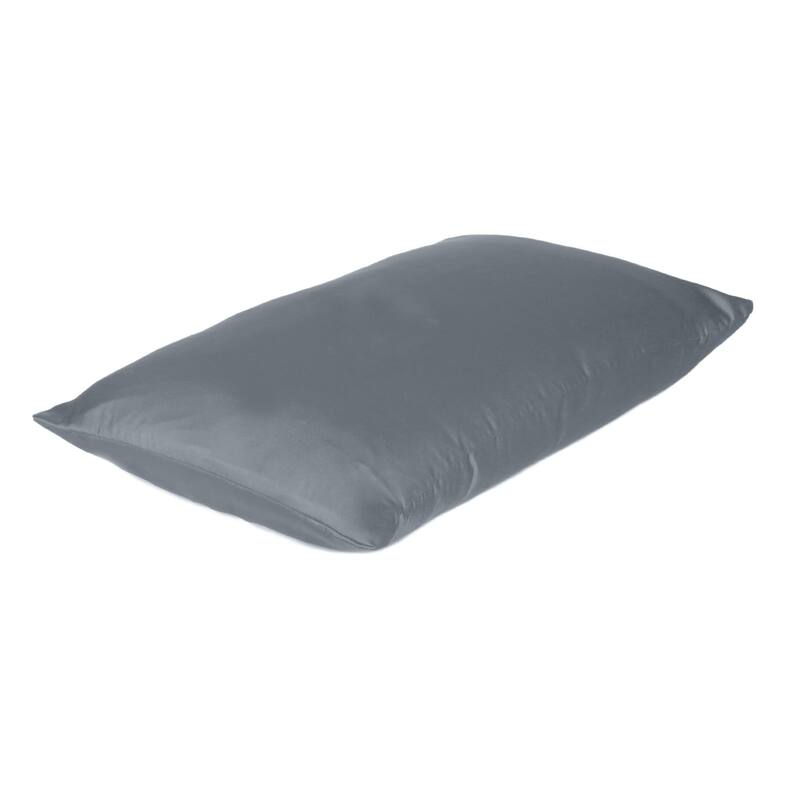 HomeRoots Dark Gray Dreamy Set Of 2 Silky Satin Standard Pillowcases