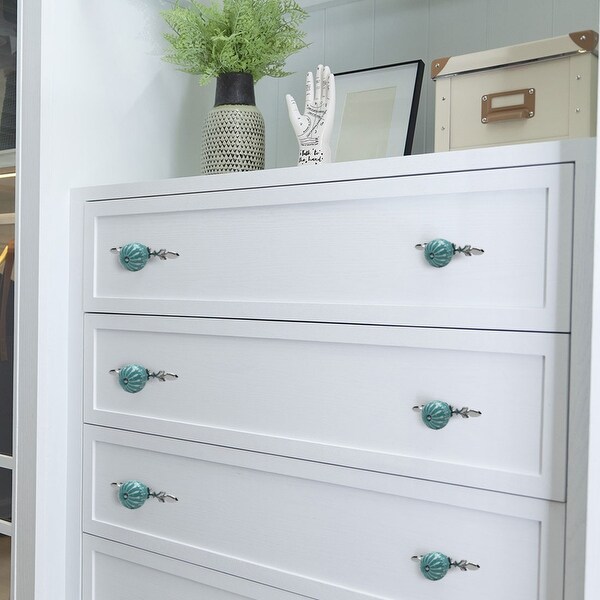 Ceramic Vintage Knobs Drawer Pull Handle Cupboard Wardrobe Kitchen Door Blue