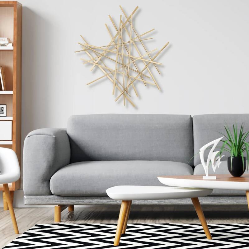 Avalon Metallic Linear Bars Abstract Hanging Wall Art - 28.5" - Black