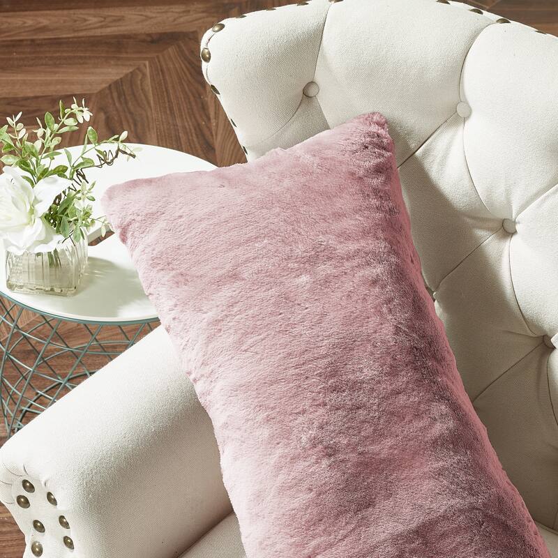 Serenta Heavy Fauxfur Pillow Shell 2 PC Set, NO INSERT - 14" x 26" - Rose Smoke