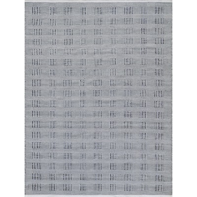 EXQUISITE RUGS Naples Indoor/Outdoor Flatweave PET yarn Ivory/Black Area Rug.