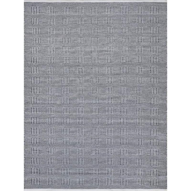 EXQUISITE RUGS Naples Indoor/Outdoor Flatweave PET yarn Ivory/Black