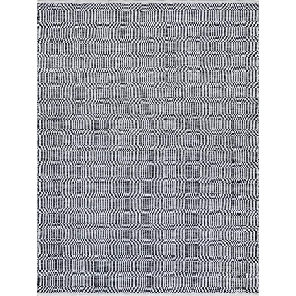 EXQUISITE RUGS Naples Indoor/Outdoor Flatweave PET yarn Ivory/Black Area Rug.