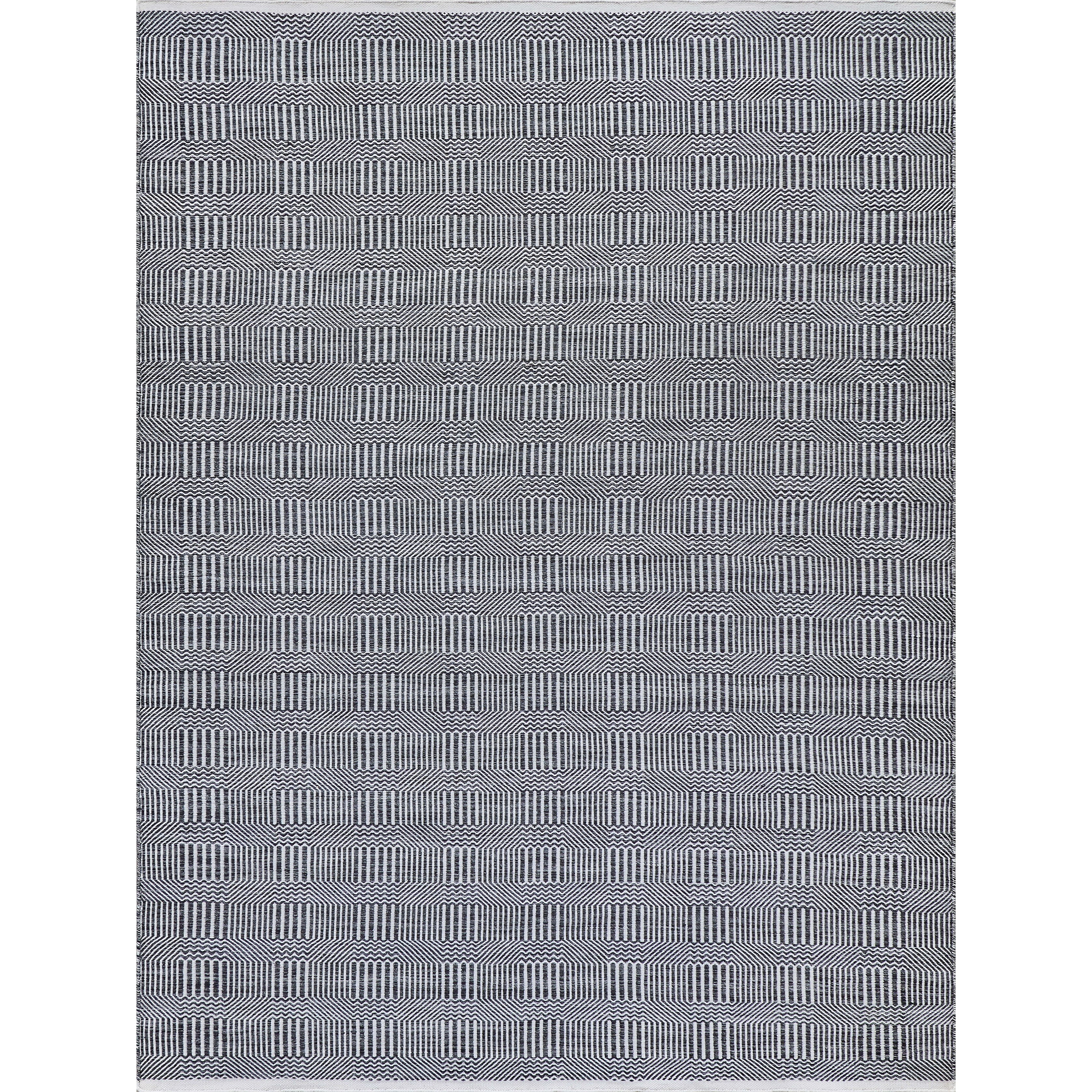EXQUISITE RUGS Naples Indoor/Outdoor Flatweave PET yarn Ivory/Black Area Rug.