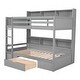 preview thumbnail 11 of 24, Twin Size Bunk Bed with Built-in Shelves Beside both Upper and Down Bed and Large Storage Drawer,Multifunctional Bunk,2 Color