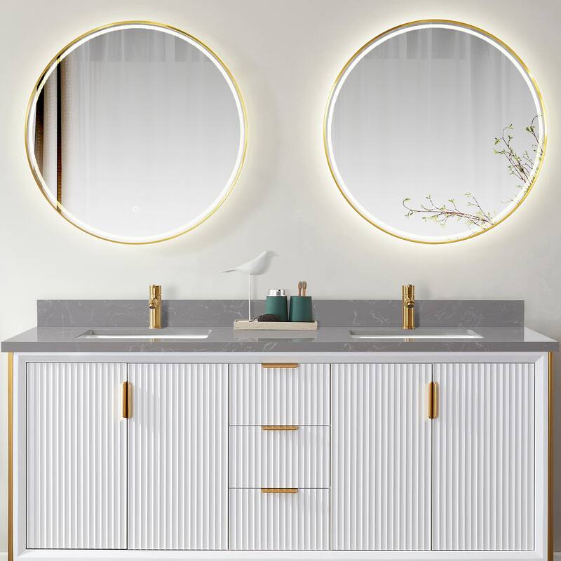 Malaga Composite Stone Vanity Top with White Rectangular Sink