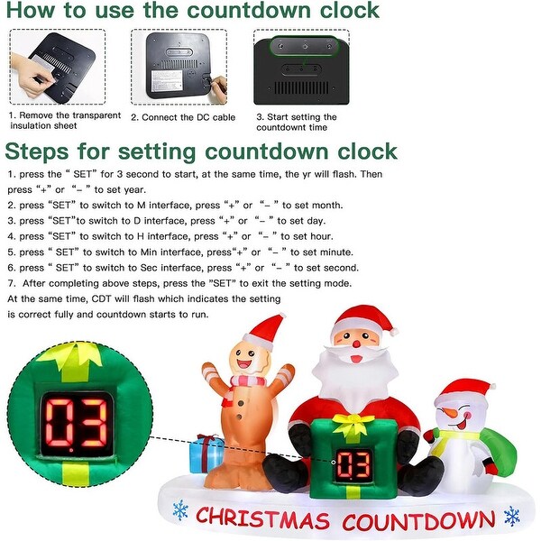 8 FT Outdoor Decorations with LED Christmas Countdown Clock