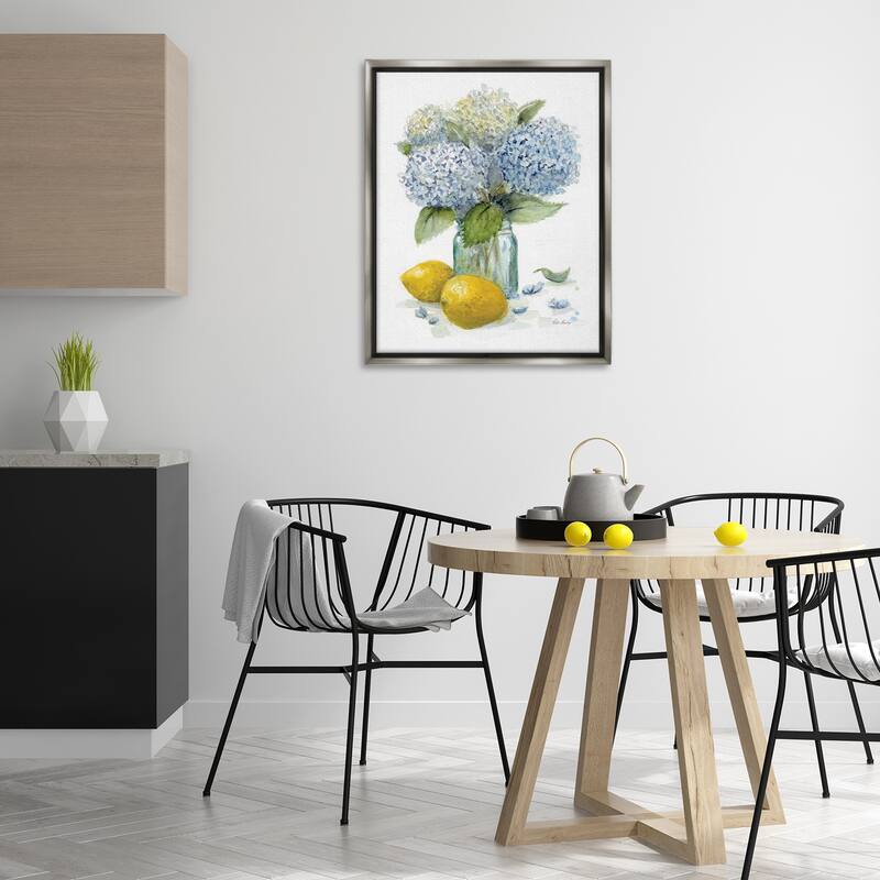 Stupell Hydrangeas & Lemons Vase Framed Floater Canvas Wall Art Design By Patti Bishop