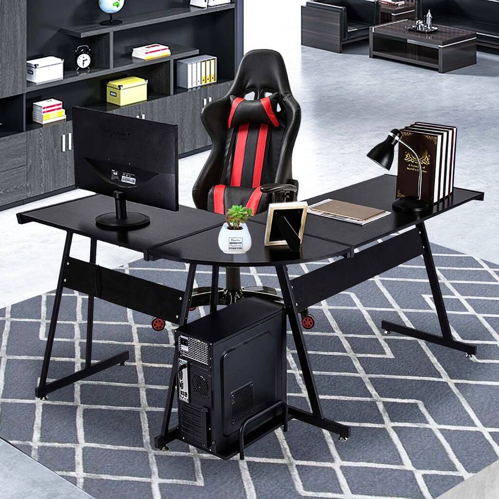 Computer PC Gaming Table Workstation L shaped Corner Computer Office Table PC Laptop Workstation Home Table Black
