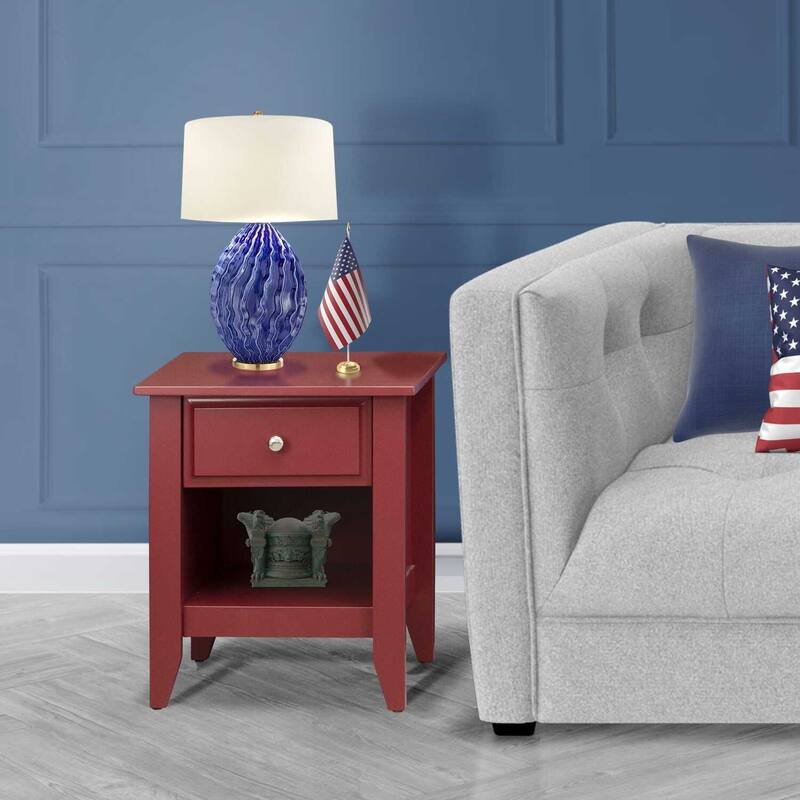 Nightstand with Drawer - Rectangle Side Table for Bedroom - 18x21 Inch