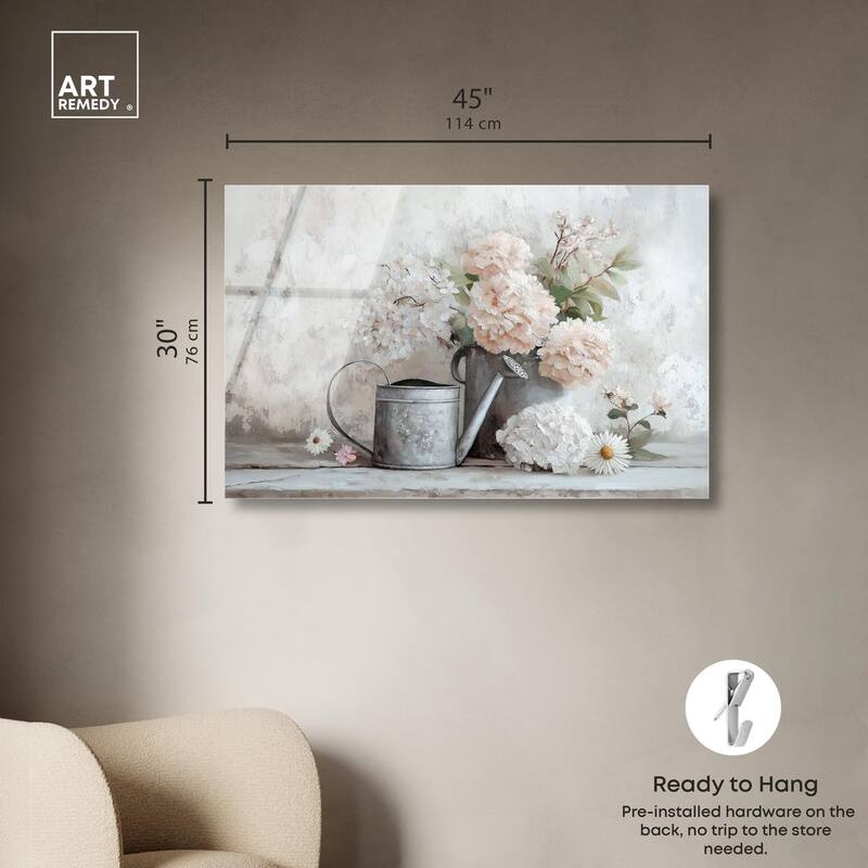 Can and White Blooms Acrylic by Art Remedy, Ready to Hang