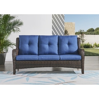 Gymojoy Outdoor Wicker Patio Sofa 3-Seat Rattan Sofa Furniture