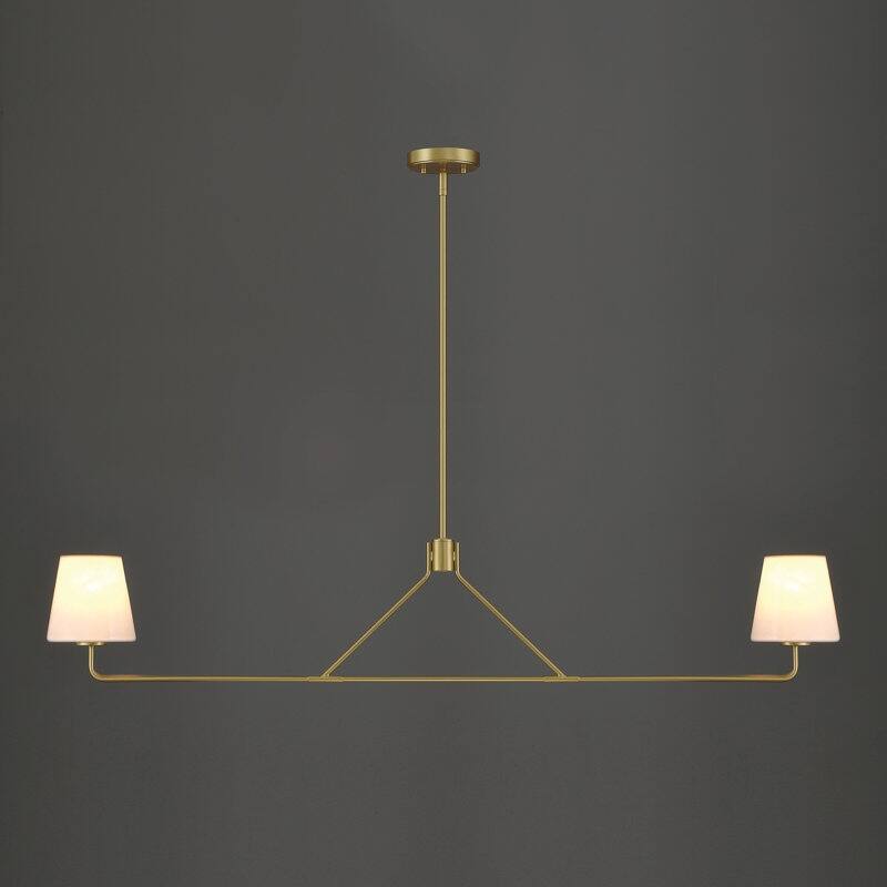 Acroma - 2 Light Gold Steel & Glass Dimmable Modern Linear Chandelier