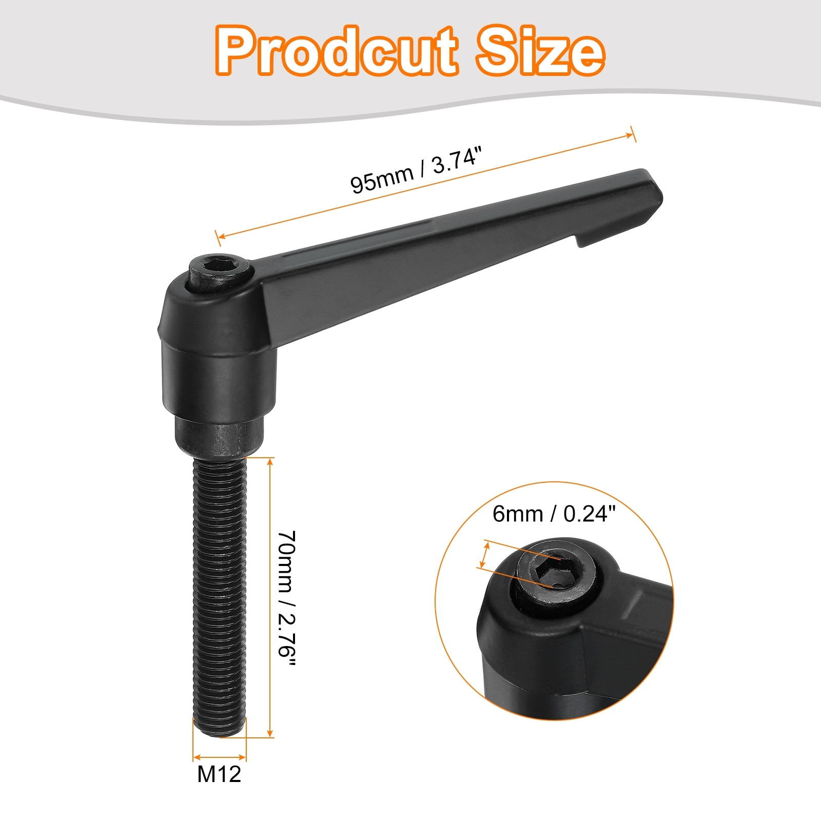 Adjustable Knobs Handle, Male Thread Push Button Ratchet Quick Release Locking Rotating Bolt for Lathe Machinery - Black