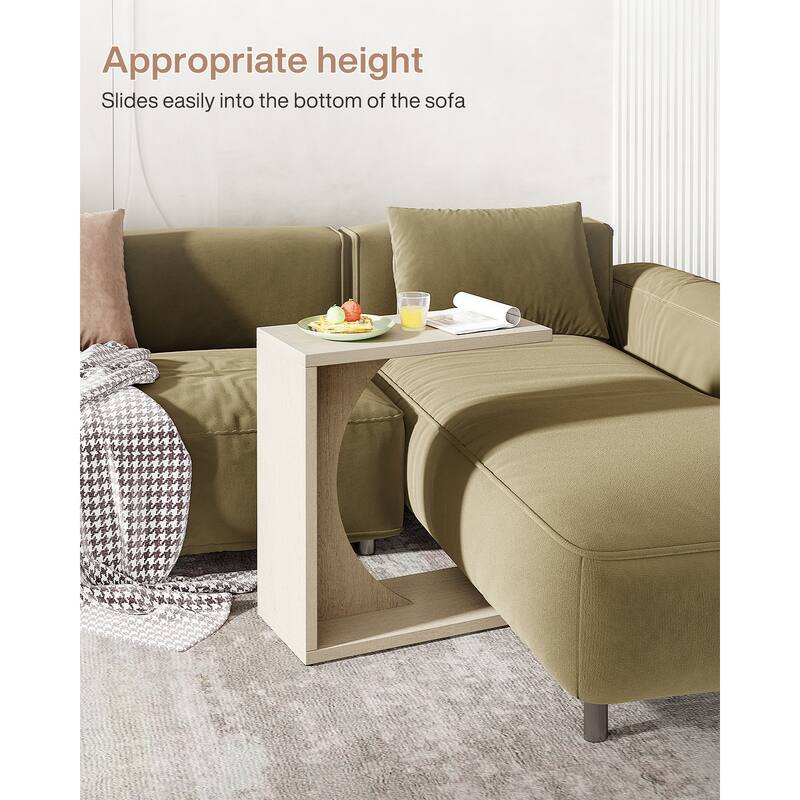 Wood 2-Tier C-Shaped ChairSide End Couch Table (Set of 2)
