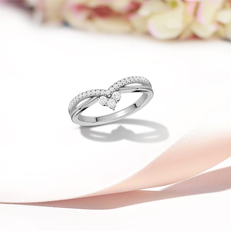 1/5ct TDW Diamond Contour Wedding Band in 10k Gold for Women