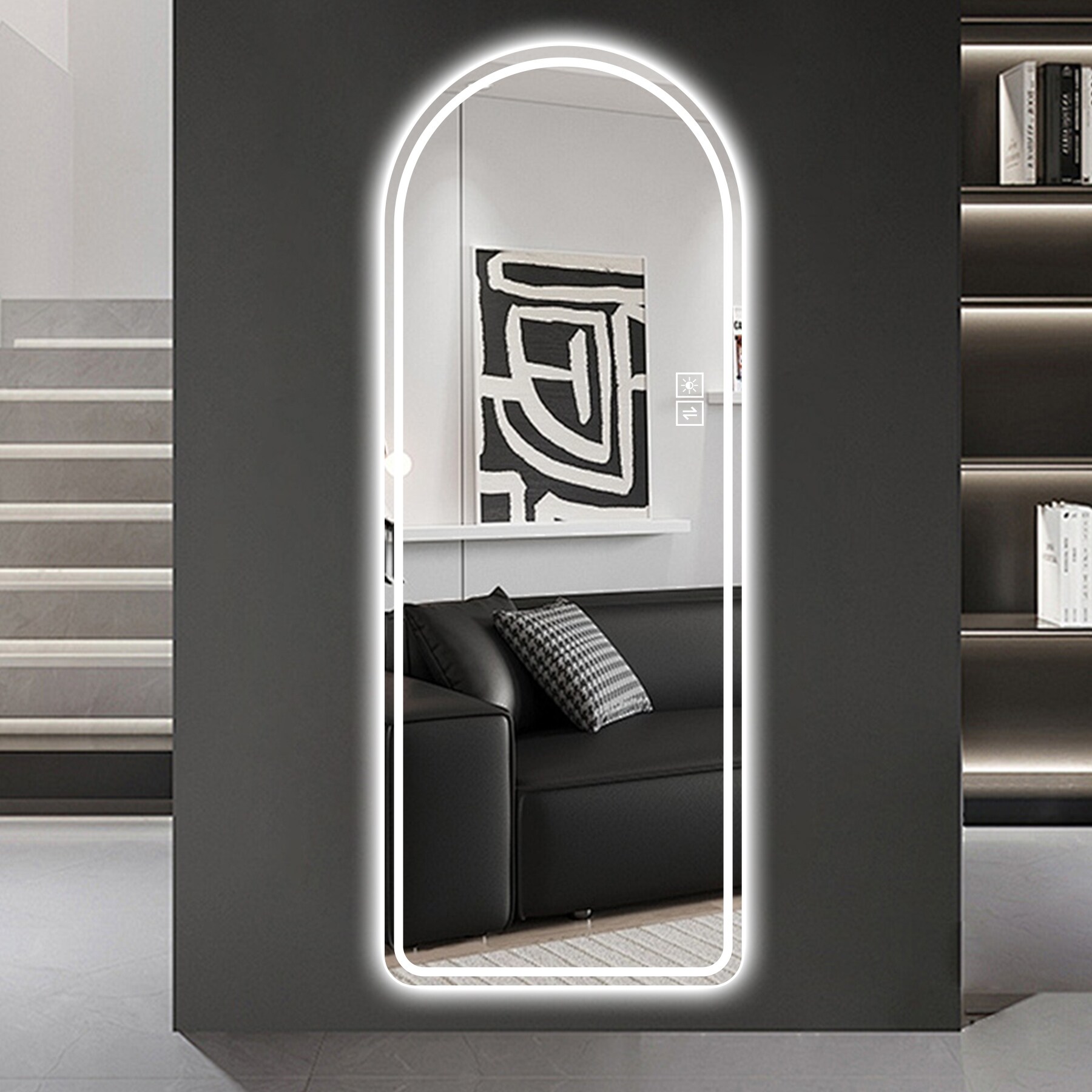 Arch LED Full Length Mirror Full Body Mirror Large Floor Mirror Stand Up Dressing Mirror 21 in. W x 65 in. H Silver Bed Bath Beyond 42430810