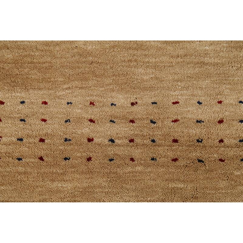 Gold Tribal Gabbeh Indian Area Rug Hand-Knotted Wool Carpet - 4'9"x 6'4"