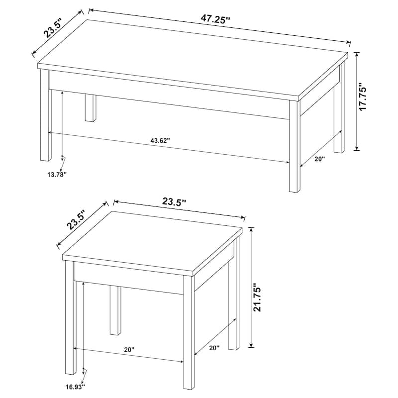 Stacie 3-piece Coffee Table Set Distressed Pine and White