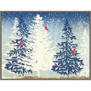 Snowy Christmas Trees by PI Studio Framed Canvas Wall Art